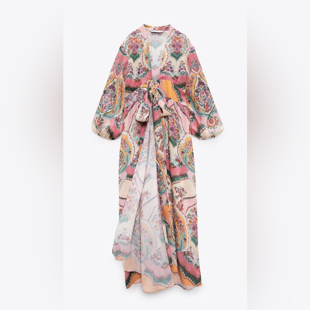 Rare Zara printed floral wrap dress - Picture 6 of 9